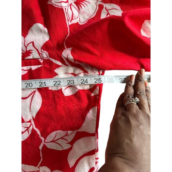 Hilo Hattie Shirt Mens XL Red Hawaiian Aloha Floral Beach Resort Vacation Tropi - Picture 4 of 6